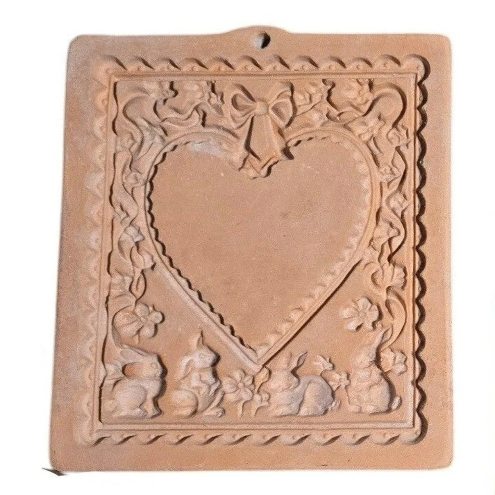 1994 Vintage Cotton Press Cookie Mold Heart Bunny Easter Spring craft press‎ bow